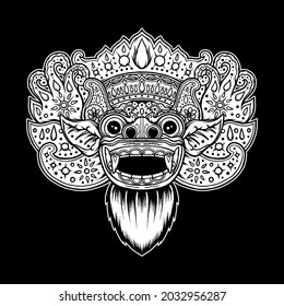 Vintage balinese barong mask. Premium vector