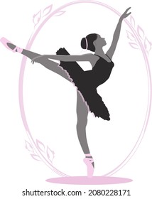 Vintage ballerina jumping in pink pointe