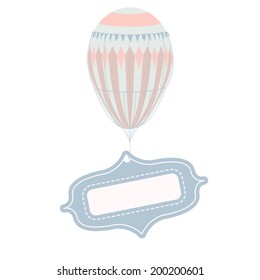 vintage balloon with tag frame vector