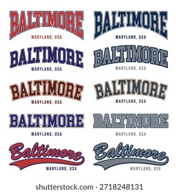 Antiguas BALTIMORE Typography Set – Colección de letras retro americana