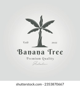 vintage banana tree logo icon design vector illustration