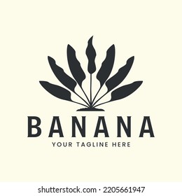 vintage banana tree style logo vector template icon illustration design