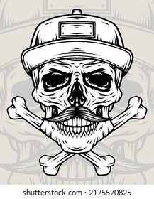 Vintage Bandit Skull Illustration. Premium vector