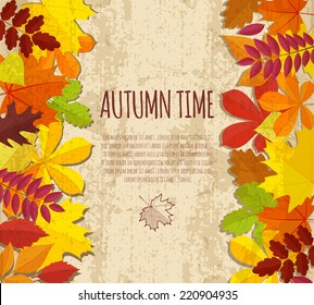 vintage banner with autumn foliage.vector illustration