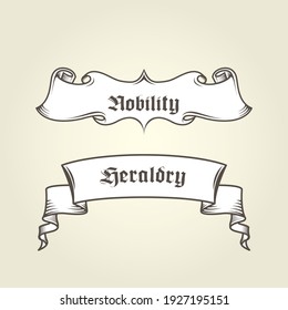Vintage Banner With Curls - Heraldic Ribbons With Scrolls, Vector