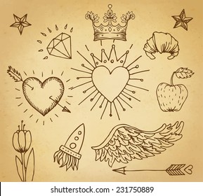 Vintage banner elements set, vintage style vector illustration. 
