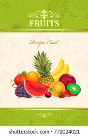 vintage banner with fresh fruits and berries for your design