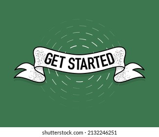 Vintage banner with get started ribbon. Banner design. Vintage, retro design