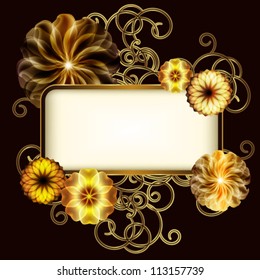 Vintage banner with golden flowers