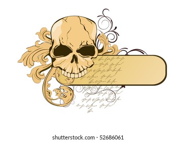vintage banner with human skull
