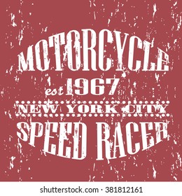 Vintage banner. Motorcycle racer tee banner. Vector illustration