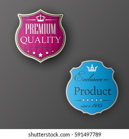 Vintage banner. Retro Design sticker Elements. Useful old paper labels. Vintage style tag premium level. Vector emblem Illustration.
