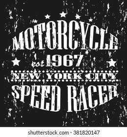 Vintage banner. Retro motorcycle tee banner. New York. Vector illustration