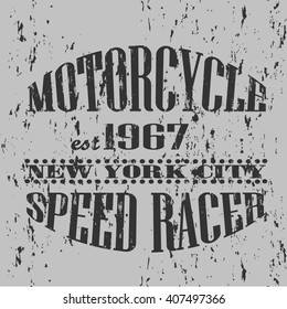 Vintage banner. Retro motorcycle tee banner. New York. Vector illustration