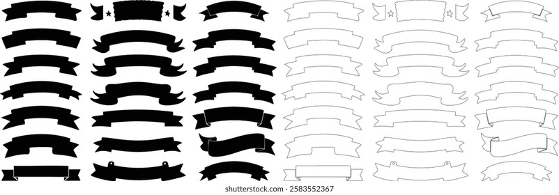 Vintage Banner Ribbon Clipart Vector. Ribbons banner. Ribbon elements. Starburst label. Vintage. Modern simple ribbons collection. Vector illustration.