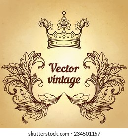 Vintage banner ribbon isolated on beige, vector illustration. Copy space for your text. 