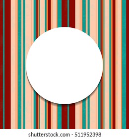 Vintage banner. Round frame on striped seamless background.