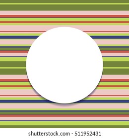 Vintage banner. Round frame on striped seamless background.