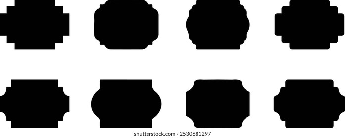Vintage banner set. Blank label, badge. Vintage frames collection, Black template for patch, insignias, overlay.