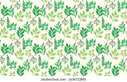 Vintage banner for spring, with beautiful leaf and flower pattern background drawing.