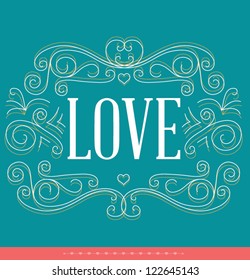 Vintage banner, Vector love element.