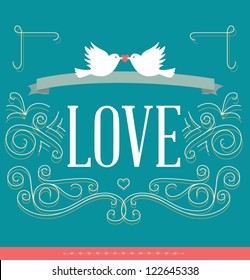 Vintage banner, Vector love element.