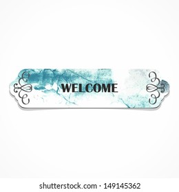 Vintage Banner. Website design elements. Romantic love frame. Crumpled paper sticker.