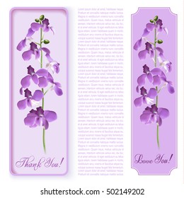 Vintage banners with blooming flowers, 'Thank You' / 'Love You' wording and place for your text. Vector illustration
