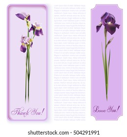 Vintage banners with blooming flowers, 'Thank You' / 'Love You' wording and place for your text. Vector illustration