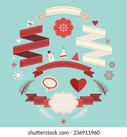 vintage banners and ribbons set for christmas