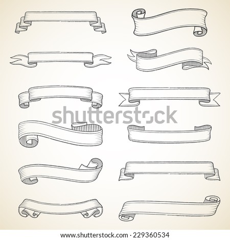 Vintage Banners Set - Set of vintage banners. Each object is grouped for easy editing.