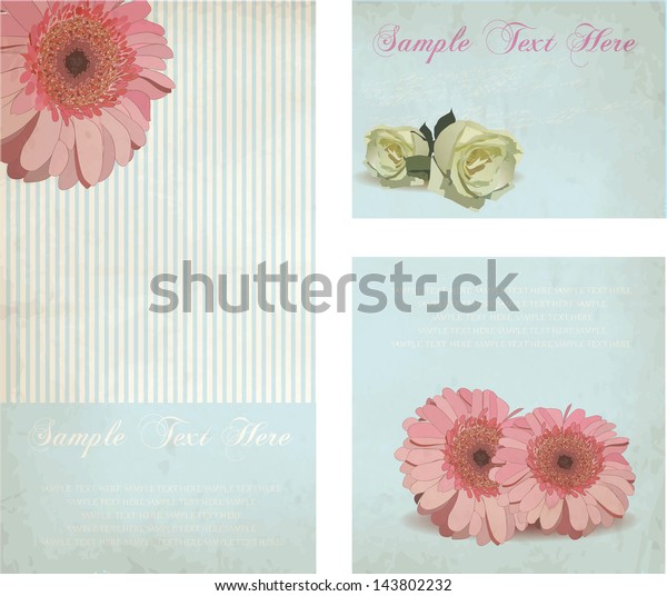 vintage banners set with
flowers