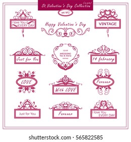 Vintage banners, tags for Valentines day 