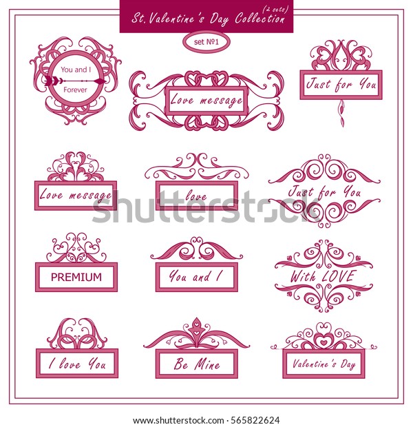 Vintage banners, tags
for Valentines day 