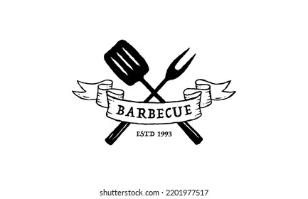 Vintage barbecue emblems. Restaurant labels, emblems, logo. Vector logo template