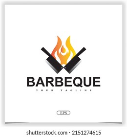 Vintage barbecue grill, bbq, steak with burning cleaver logo Premium Vector logo premium elegant template vector eps 10