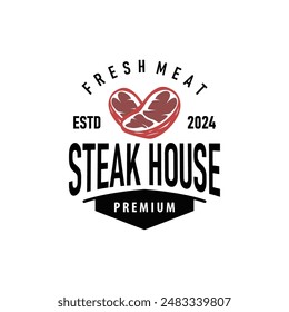 Vintage barbecue grill illustration template fresh meat logo design