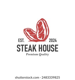 Vintage barbecue grill illustration template fresh meat logo design