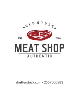 Vintage barbecue grill illustration template fresh meat logo design