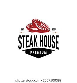 Vintage barbecue grill illustration template fresh meat logo design