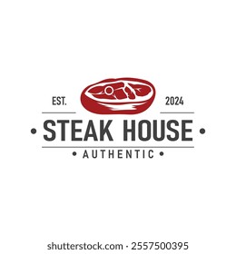 Vintage barbecue grill illustration template fresh meat logo design