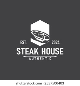 Vintage barbecue grill illustration template fresh meat logo design