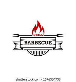 Vintage barbecue grill restaurant logo design. BBQ emblem / badges logo template