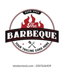 Vintage Barbecue logo premium badge templates. hand down logo, label, emblem, steak house, BBQ, restaurant-menu, restaurant, grill, meat shop. Vector retro vintage illustration.
