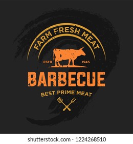 Vintage barbecue restaurant logo design. Steak Logo Vintage Style