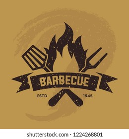 Vintage barbecue restaurant logo design. Steak Logo Vintage Style