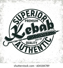 Vintage barbecue restaurant logo design,  grange print stamp, creative grill bar typography emblem, Vector