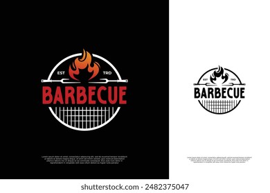 Vintage barbecue round badge logo design