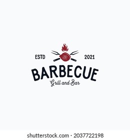 Vintage barbecue steak grilled logo