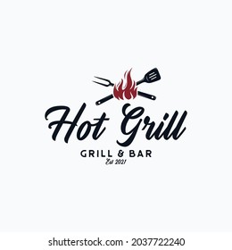 Vintage barbecue steak grilled logo